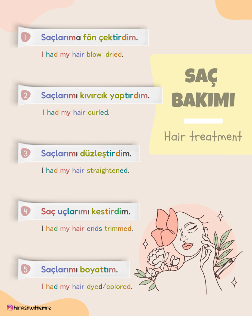 Beauty Center phrases in Turkish