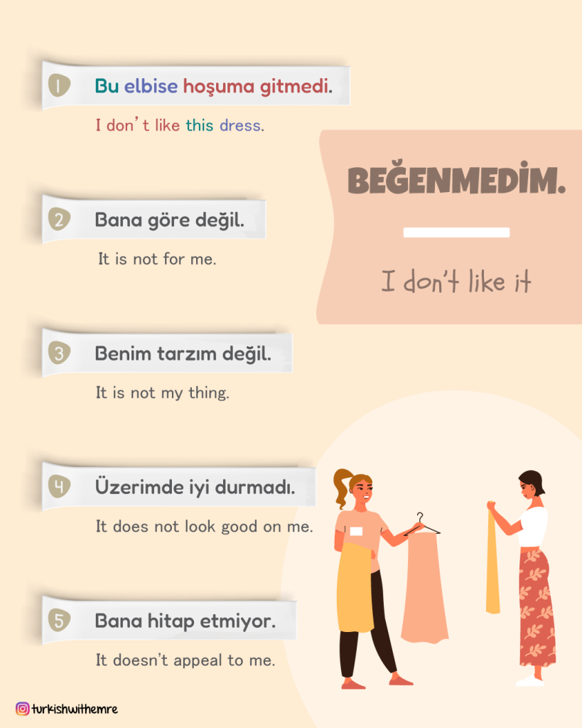 Expressing dislike for clothing in Turkish