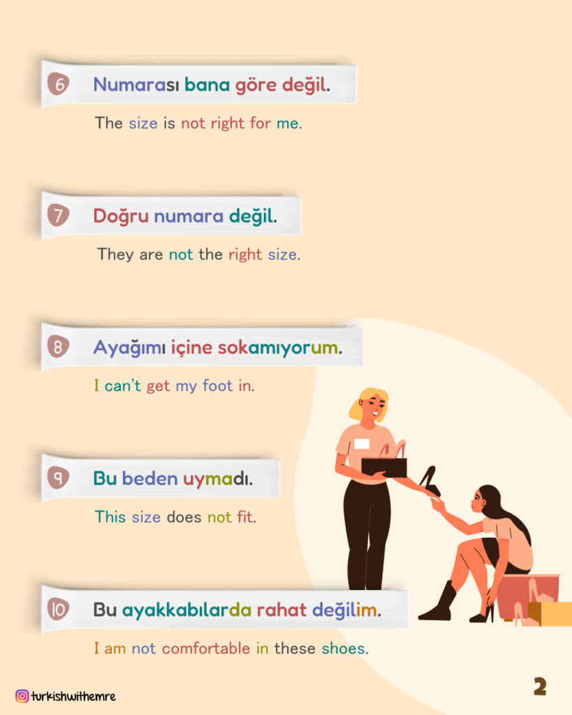 Essential Turkish phrases while Buying shoes in Turkey