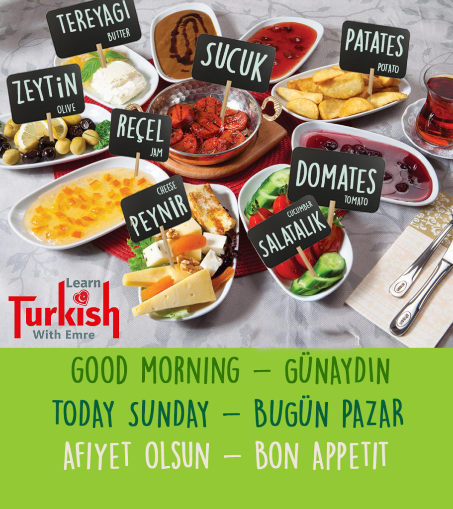 Common Turkish breakfast foods for Turkish beginners
