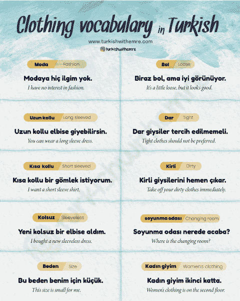 Clothing vocabulary in Turkish