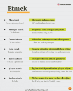 Common Turkish Verbs Etmek part 2
