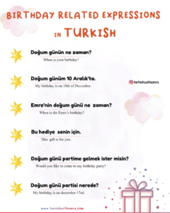 Birthday phrases and expression in Turkish language