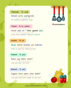 Cooking Vocabulary and phrases in Turkish
