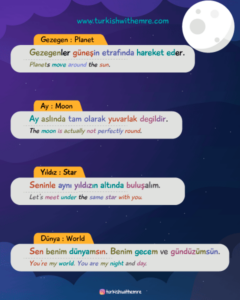 Moon, Star, World, Earth in Turkish vocabulary