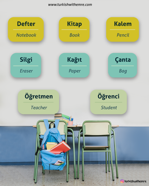 Classroom and school vocabulary in Turkish