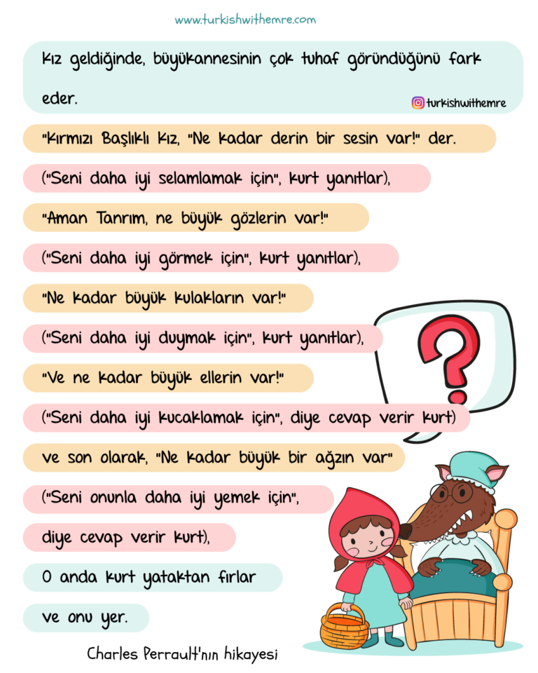 Turkish reading texts “Little red riding girl”