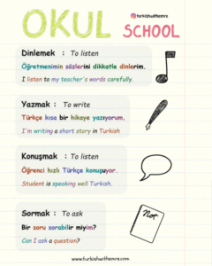 School and classroom verbs in Turkish
