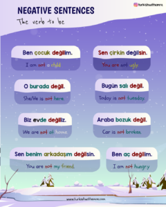 Verb to be negative sentences in Turkish 