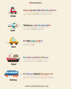 Vehicles Turkish Vocabulary
