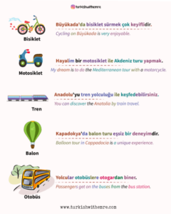 Transportation and Vehicles Turkish Vocabulary