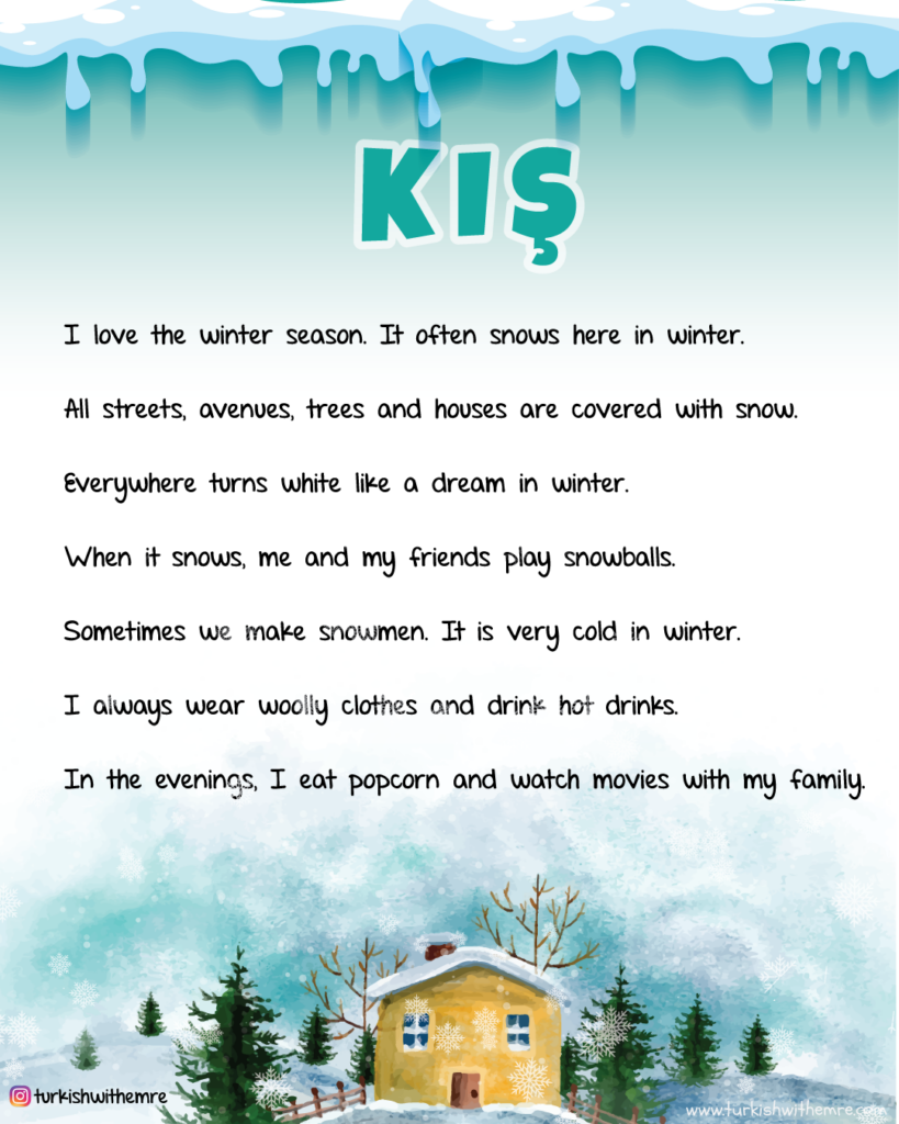 English reading text for beginners "Winter and Me"