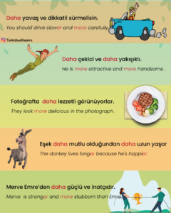 More daha adjectives Turkish Example sentences
