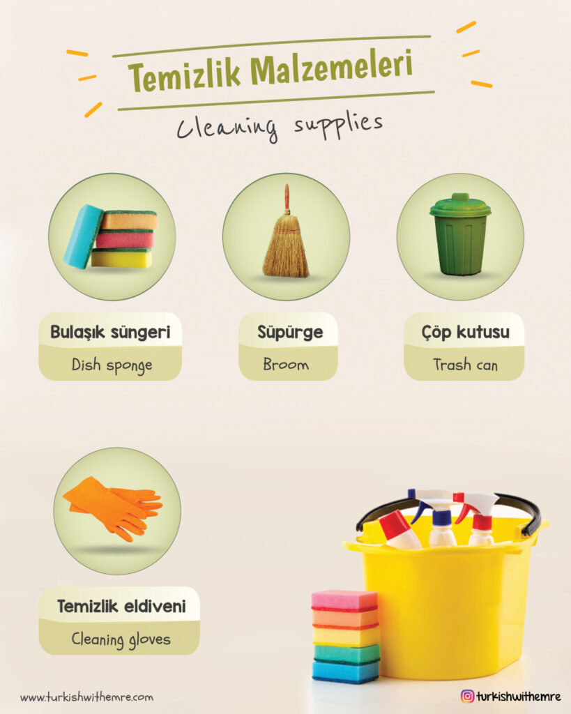 Cleaning supplies in Turkish