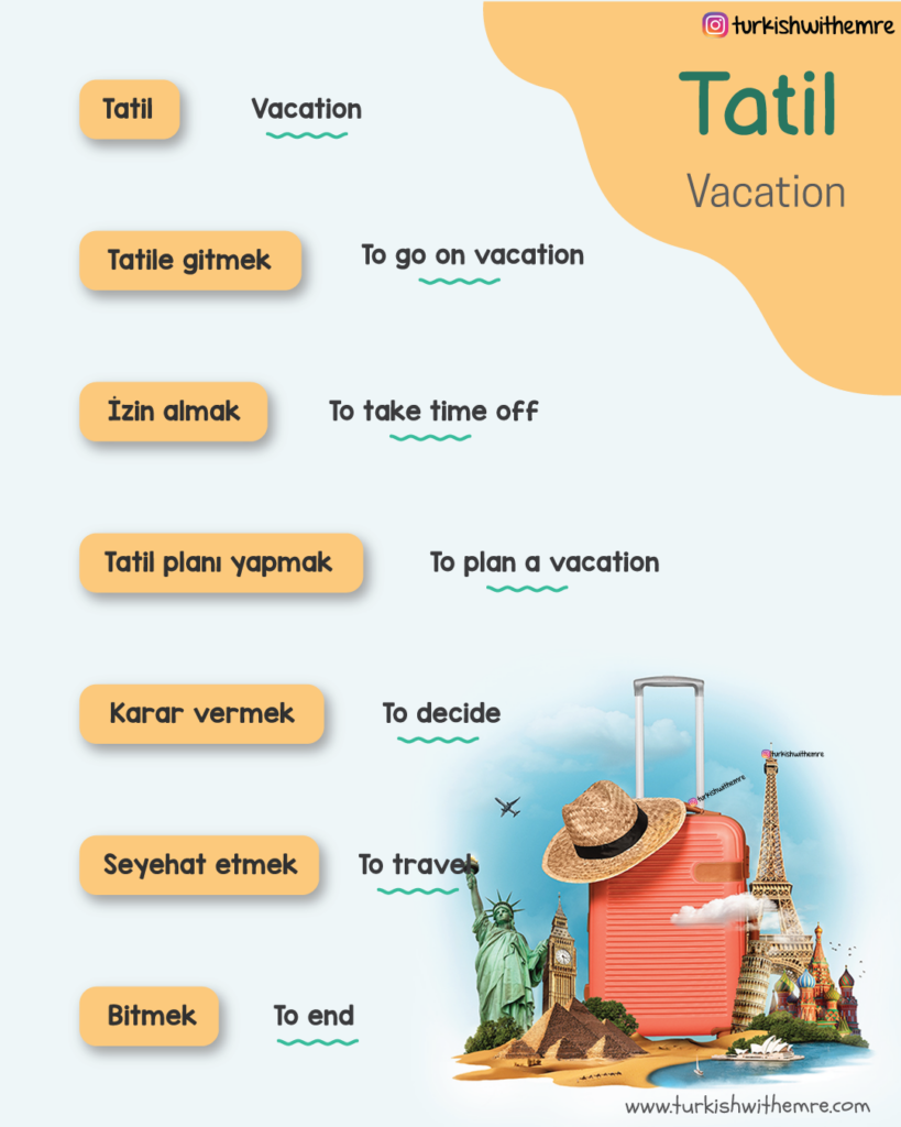 Vacation vocabulary in Turkish