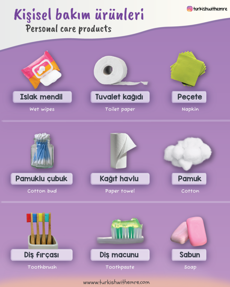 Personal Care Products Vocabulary in Turkish