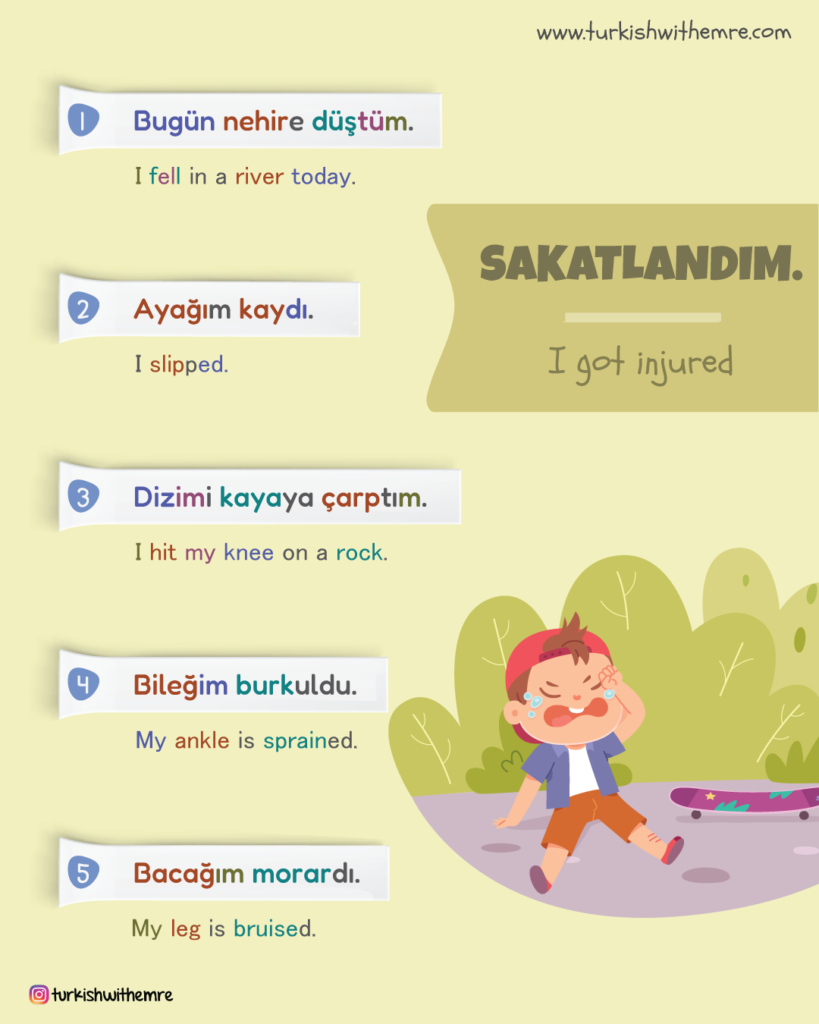 Talking about injuries in Turkish