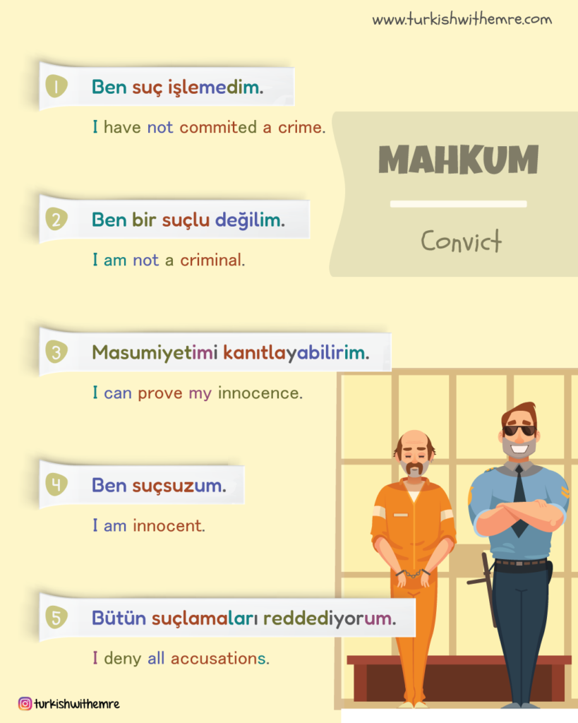 Crime and law Turkish vocabulary & phrases