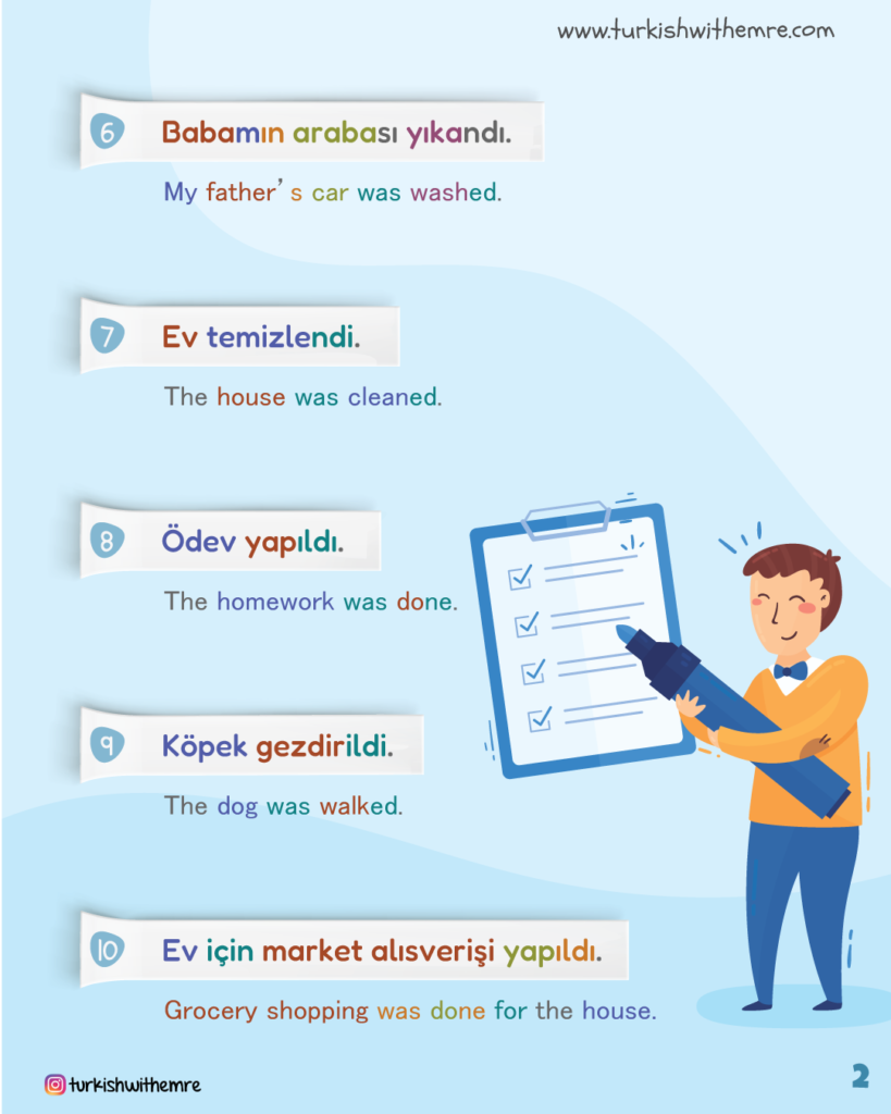Passive voice in Turkish example sentences