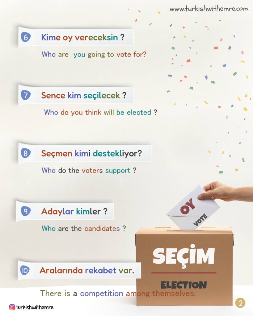 Election phrases for Turkish beginners